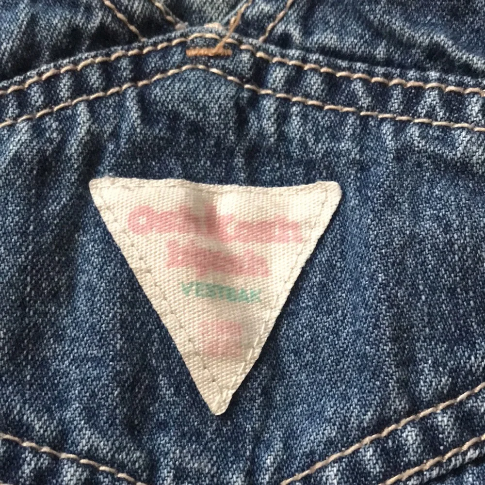 OshKosh B'gosh Blue Denim Pinafore Dress with Rainbow & Butterfly Embroidery
